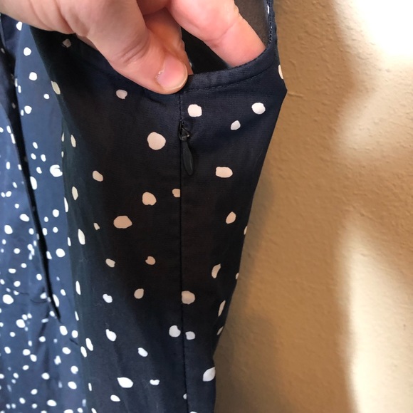 Ann Taylor Navy and White Polka Dot Collared Dress Size 14 - Picture 6 of 7